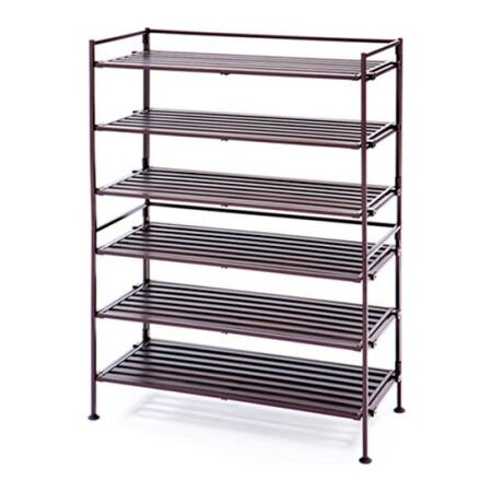 Seville Classics 3-Tier Resin Slat Utility Shoe Rack - 2-Pack - Espresso WEB177